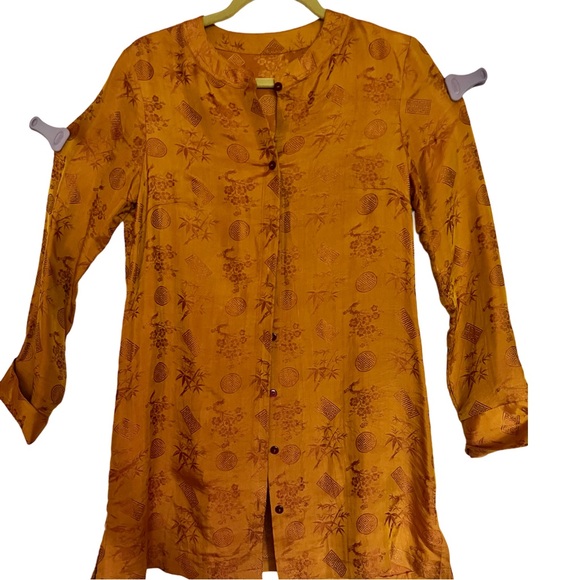 Copper gold shirt/tunic Asian blouse - Picture 3 of 6